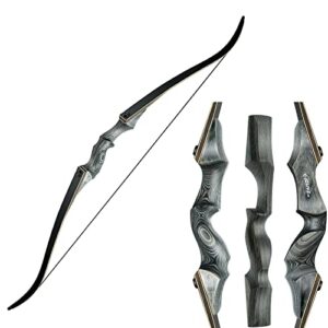 Original Black Hunter Takedown Recurve Bow 60inch with Bamboo Core Limbs Archery Hunting Target Practice for Hunting Target 20-60Lbs