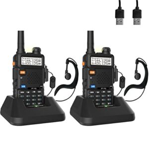 2Pcs 5R Walkie Talkie Dual Band VHF/UHF 144-146/430-440MHz Long Range Two Way Radio for Adults with 128 Channel