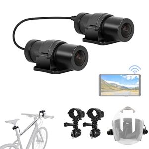 VSYSTO Motorcycle Helmet Dash Cam Dual 1080P Starlight Night Vision Front and Rear Cameras Bicycle Recorder 6 Layers Full Glass Lens 150° Wide Angle Housing Waterproof G-Sensor WiFi Loop Recording