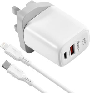 Phone Fast Charger 20W USB C Wall Charger with White 1M USB C to Charging Cable Fast USB-C PD Charger Compatible with Phone 13 12 Pro SE XR XS Max X 8 Plus iPad Pro iPad Air CH16