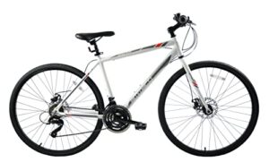 Ammaco Ridgeway 700c Wheel Mens Sports Hybrid Bike Alloy 21 Speed Disc Brake White