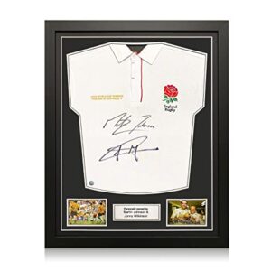 Exclusive Memorabilia Jonny Wilkinson And Martin Johnson Signed England Rugby Shirt. Standard Frame