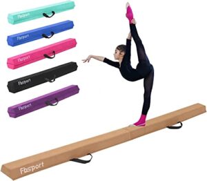 240 CM Folding Gymnastics Balance Beam Kids Training Beam Foldable Floor Gymnastics Balance Beam Flocked Cloth with Carry Handles for Training Home Gymnastics Practices