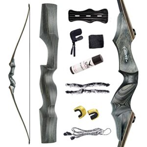 Black Hunter 60" Archery Longbow Adult Takedown Longbow 20-60lbs Optional For Archery and Hunting Competitions