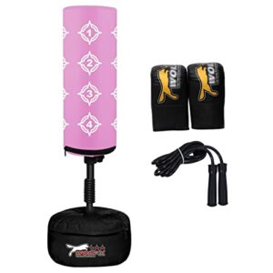 Wolfx Kids/Junior Boxing FREE STANDING Punch bag Set Freestanding Bag + Gloves - Punching Heavy Duty Adjustable Speed Reflex Training Bag Plus Boxing Gloves