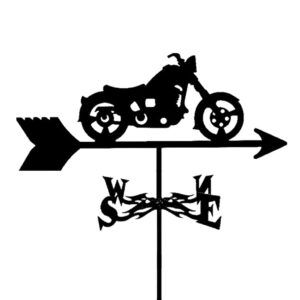 Weather Vane for Garden Metal Weathervane for shed Retro Weathervanes Metal Black Weather Vane Wind Direction Indicator For Roof Garden Outdoor Lawns Farm Sheds Barns -Motorcycle