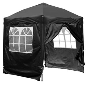 Waterproof 2m x 2m Pop Up Gazebo Marquee Garden Awning Party Tent Canopy 210D Oxford Cloth Powder Coated Steel Frame With Anchor Kits (Black)