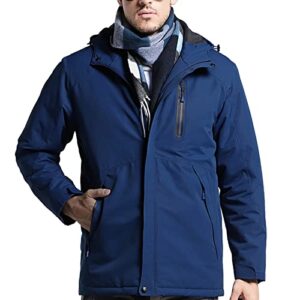 Down Heated Jacket for Men and Women Fleece Outdoor Winter Heated Coat With Hood Outdoor Puffer Jacket Water Resistant Hooded USB Charging Electric Body Warmer Hoodie Jacket (No Power Bank)
