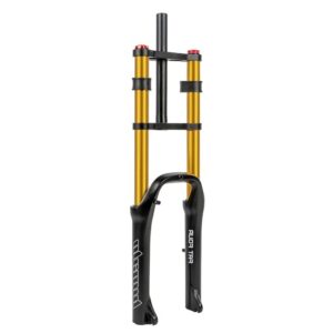 LAVSENA Fat Bike Fork 20 Inch Air Fork Snow Bike Suspension Fork 20" 4.0 Fat Tire E-bike Double Shoulder Fork 1-1/8" Straight Travel 110mm Rebound Adjust QR 9mm (Color : Gold