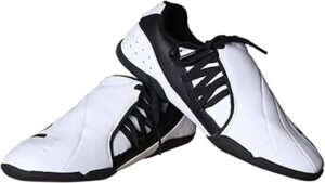 GUSICA Lightweight Non-slip Sports Shoes Men Taekwondo Karate Martial Arts Shoes Sneakers Contesting Sneaker Boxing Kung fu Lightweight Shoes for Adults and Children-White||47 EU