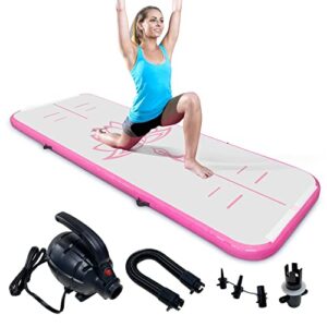 SUDOO 3M Inflatable Gymnastics Mat Tumbling Mat With Electric Air Pump 10cm Thick Air Floor Practice Gymnastics Workout Mat Practice for Home Use Gym Yoga Outdoor Beach