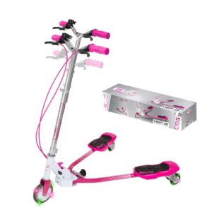 EVO Pink Junior V-Flex Tri Scooter With Light Up Wheels For Kids | Foldable And Adjustable Height Handles | Wiggle Scooter for Kids |Suitable For Kids Aged 6 And Above