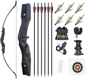 Monleap Archery 53" Takedown Recurve Bow and Arrows Set for Adults Right Hand Longbow Kit Straight Bow for Beginner Shooting Practice 30 40lb