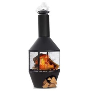 Chiminea Firepit Log Barn Patio Heater for Wide Heat Output and Viewing Angle