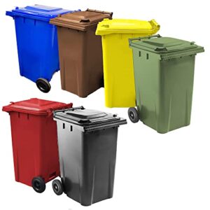 Large Outdoor 240L Garden Waste Recycling Wheelie Bin With Rubber Wheels Handle & Lid (Red)