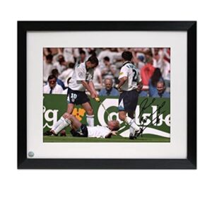 Exclusive Memorabilia Paul Gascoigne Signed England Photo: The Dentist Chair. Framed