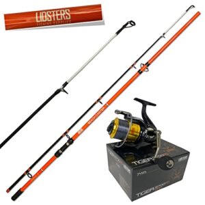 LFS Orange Beachcaster Sea Beach Pier Fishing Rod 12ft 2pc + LFS Tiger 870 Reel 7+1BB