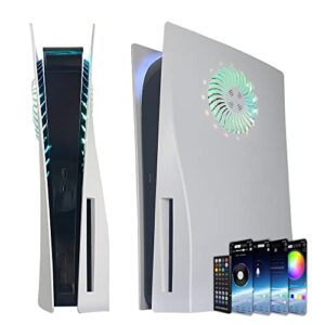 PS5 Faceplate with RGB Light Strip and Dust Filter for Cooling Vents DOBEWINGDELOU 400+ Effects LED Light Ring Console Cover for PlayStation 5 Disc Edition DIY Decoration Kit Accessories White