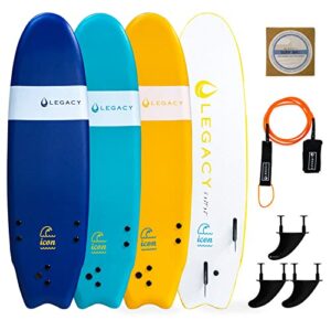 Legacy 6ft Soft Surfboard Foamie Beginners Board Fins Leash Wax Included