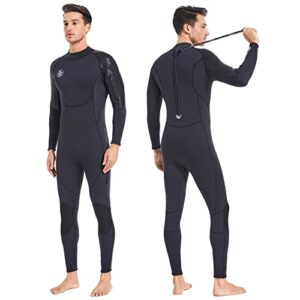 Women Wetsuit Men Neoprene Wet Suit 3mm Thermal UV Protection Scuba Gear Back Zip Ultra Stretch Black Swimsuit Long Sleeve Full Body Diving Suits for Snorkeling Swimming Outdoor Water Sports