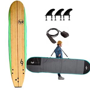 9ft Hot Surf 69 Soft Longboard Beginners Surfboard Package Deal Bag Leash Wax
