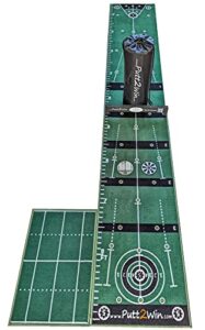 Putt2Win Pro Golf Putting and Chipping Mat Packed with Multi Player Games and Perfect Practice Drills A Great Gift for Any Golfer.