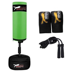 Wolfx Kids/Junior Boxing FREE STANDING Punch bag Set Freestanding Bag + Gloves - Punching Heavy Duty Adjustable Speed Reflex Training Bag Plus Boxing Gloves