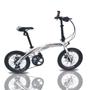 Lightweight 20inch Alloy Folding City Bike 7 Speed Bicycle 20" 12kg Gears & Dual Disc Brakes Cycle (White)
