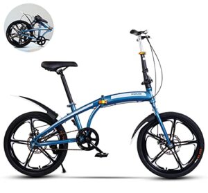 Men women teens Universal 20in folding bike adult teenager folding city bike Quick Fold System single speed urban road bike/Suitable for height:150cm-185cm/German warehouse send out/Color:black/blue