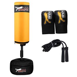 Wolfx Kids/Junior Boxing FREE STANDING Punch bag Set Freestanding Bag + Gloves - Punching Heavy Duty Adjustable Speed Reflex Training Bag Plus Boxing Gloves