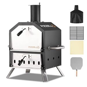 Pizzello Outdoor Pizza Oven Wood Fired Pizza Oven for Cooking 2 Pizzas Outside Pizza Maker with Pizza Stone