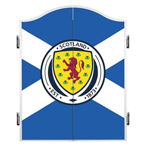 Darts Corner Scotland Dartboard Cabinet | Officially Licensed Scotland St Andrews Cross | White (CAB062)
