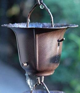 KAM Home Flower Rain Chain with Brass Bolt Gutter Adapter Installation Kit (9 FT