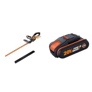 WORX WG260E.9 18V (20V MAX) Cordless 61cm Hedge Trimmer-Bare Unit & WA3551.1 18V (20V Max) 2.0Ah Battery Pack