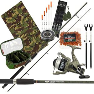 Stalker Stalking 8ft 2lb Camo Rod & Reel Setup With Tackle & Bait Carp Fishing