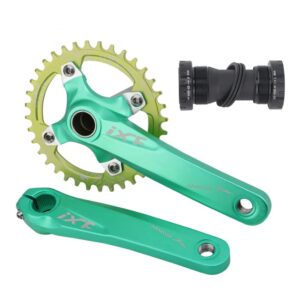 LAVSENA Mountain Bike Crankset 170mm 104BCD With Chainring 32T/34T/36T MTB Crank Set With Bottom Bracket Single Speed Crankset For MTB Bicycle (Color : Green