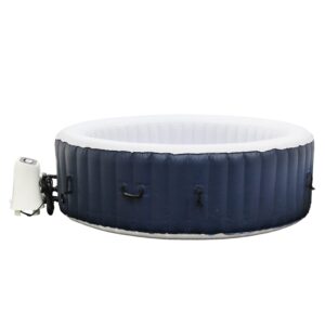 Hot Tub Inflatable Spa Pool Bubble 6 Person with Cover for Outdoor Round YJW624 (White with Blue)