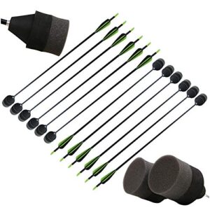 Z&X 12 Pack Black Foam Archery Arrowhead Sponge Foam Tipped for Archery Combat Tagging Game Target Practice Outdoor Gif
