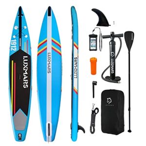 Luxmars Racing SUP Inflatable Stand UP Paddle Board 12'5"×28"×6" Ultra-Light with ISUP Paddle Pump Backpack Leash For Woman Man Adults