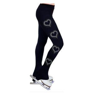 YSPORT Womens Girls Figure Skating Pants Warm High Stretched Ice Skate Training Leggings Fleece Lined Tights Trousers(Size:M