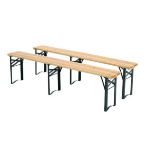 Warmiehomy Folding Camping Picnic Trestle Portable Beer Garden Bench Set of 2 Outdoor Dining Table Solid Wood Garden furniture Camping BBQ Stool 167.5x23x46 cm