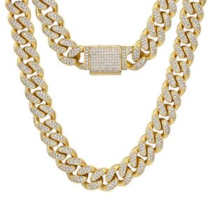 KRKC&CO 12mm Mens Iced Cuban Link Chain