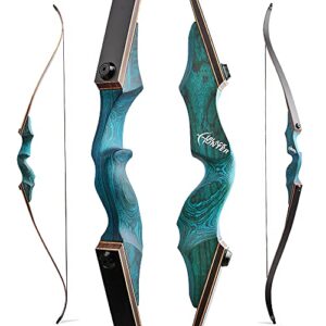 60 Inch Archery Takedown Recurve Bow and Arrow Set Handmade Wooden Riser Hunting Adult Bow Longbow 20-60lbs for Right Hand Outdoor Shooting