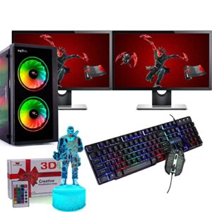 Veno Scorp Gaming Pc - Dual Screen 22” Bundle i5 256 SSD 1TB HDD 16GB RAM GT710 2GB Win 10 Wifi (Renewed)