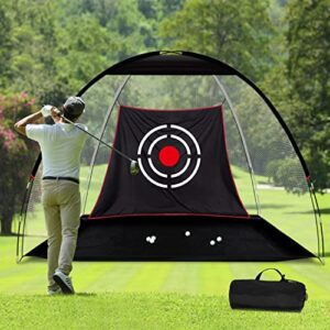 Golf Practice Hitting Nets for Backyard Driving Indoor Use Heavy Duty Practice Golf Driving Pitching Nets for Backyard Premium Portable Golfing Ball Netting Cages with Frame and Targe