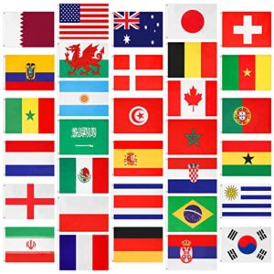 32 Nations Decorations 2022 Football Body Flag 35 x 24 Inch International Cape for Garden Bar Restaurant Party Sports Event Games Carnival Festival