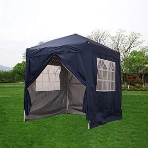 2 X 2m Pop Up Gazebo Waterproof Outdoor Garden Marquee Awning Party Tent Canopy and Carry Bag for Festival Wedding (Blue)