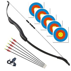 Bow and Arrow Set aAdult Beginner 53''Recurve Bow for Right or Left Handed Archery Set with 5 Target Face & Arrows