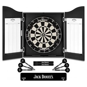 Officially Licensed Jack Daniel's Printed Darts Home Centre in Black Including Dartboard | JD Logo (CAB512)