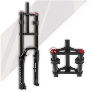 SHKJ 20 Inch Electric Bike Suspension Fork 4.0 Tire Fat Bike Air Fork Double Shoulder 110mm Travel Rebound Adjustable 1-1/8'' Disc Brake Bicycle Front Fork QR Axle 9 * 135mm (Color : 20inch Black)